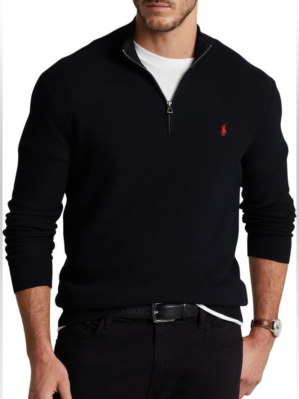 Polo Ralph Lauren 1/4 Zip sweater knit half pima cotton embroidered logo